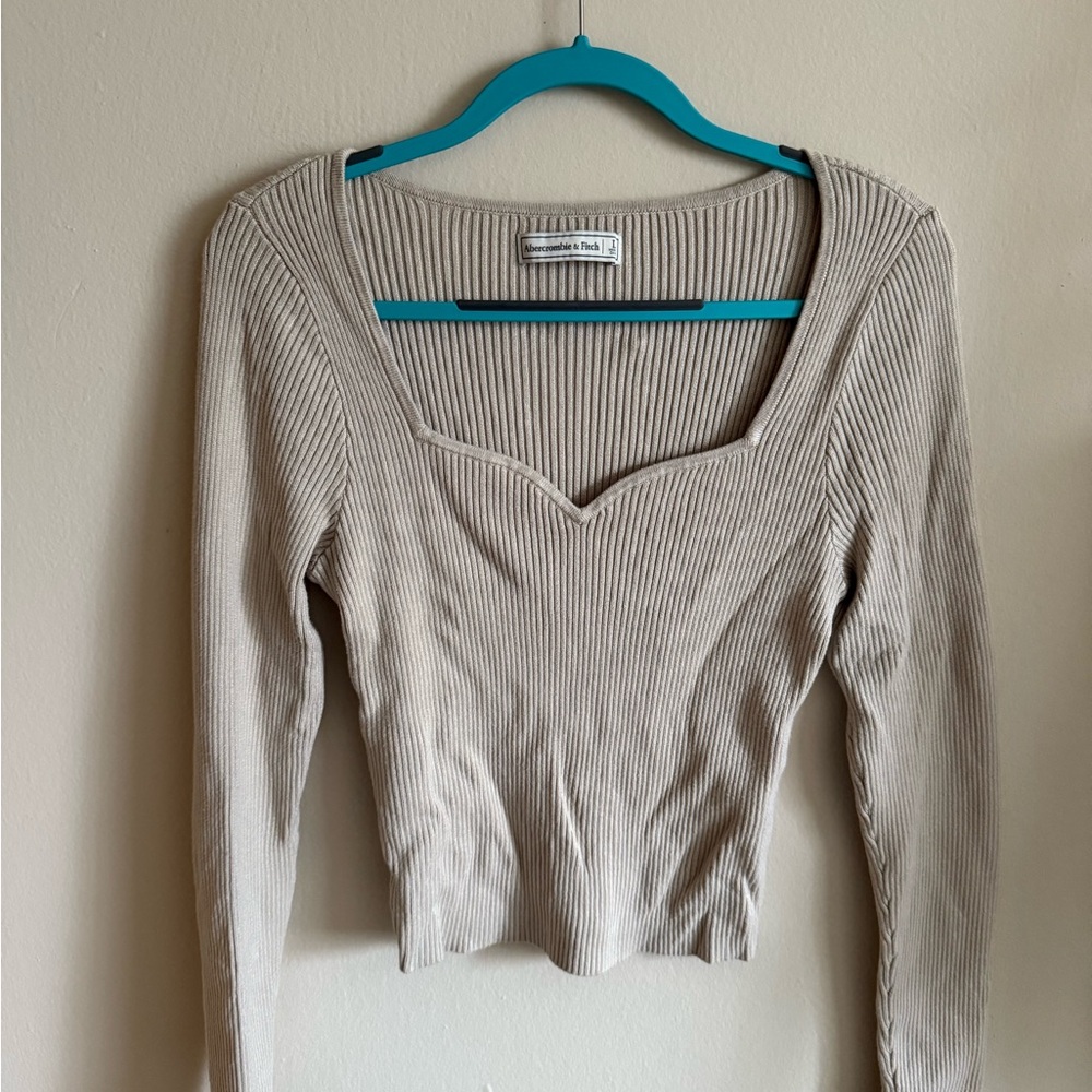 Women's Beige Ribbed Top